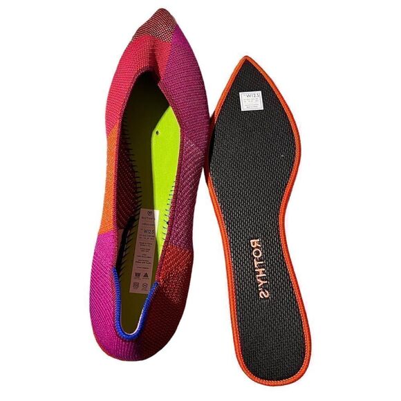 Rothys The Point Knit Flats Metallic Pomegranate Patchwork Women's 12.5‎ NEW - Picture 5 of 14
